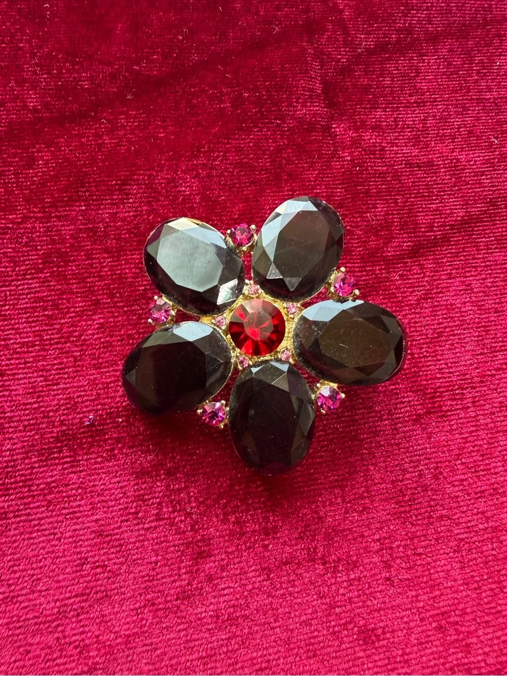 Vintage Liz Claiborne Gemstone Flower Brooch